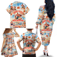 Hawaii Father's Day Family Matching Off The Shoulder Long Sleeve Dress and Hawaiian Shirt Hula With Dad DT02 - Polynesian Pride