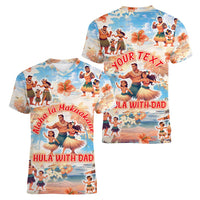 Hawaii Father's Day Women V-Neck T-Shirt Hula With Dad DT02 - Polynesian Pride