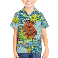Palau Father's Day Polynesia Family Matching Long Sleeve Bodycon Dress and Hawaiian Shirt Dad and Son DT02 Son's Shirt Blue - Polynesian Pride