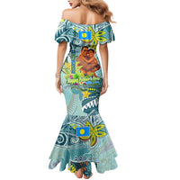 Palau Father's Day Polynesia Family Matching Mermaid Dress and Hawaiian Shirt Dad and Son