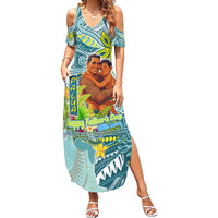 Palau Father's Day Polynesia Family Matching Summer Maxi Dress and Hawaiian Shirt Dad and Son