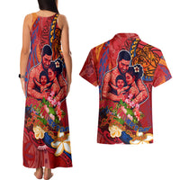 Happy Father's Day French Polynesia Couples Matching Tank Maxi Dress and Hawaiian Shirt Family Turtle Hibiscus
