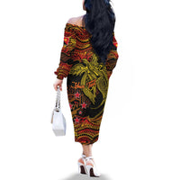 Papua New Guinea 50th Independence Day Family Matching Off The Shoulder Long Sleeve Dress and Hawaiian Shirt Culture Spirit and Sovereignty