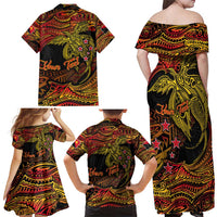 Papua New Guinea 50th Independence Day Family Matching Off Shoulder Maxi Dress and Hawaiian Shirt Culture Spirit and Sovereignty