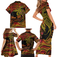 Papua New Guinea 50th Independence Day Family Matching Short Sleeve Bodycon Dress and Hawaiian Shirt Culture Spirit and Sovereignty