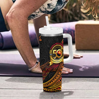 Papua New Guinea 50th Independence Day Tumbler With Handle Culture Spirit and Sovereignty