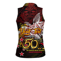 PNG 1975 - 2025 Women Sleeveless Polo Shirt Papua New Guinea 50th Independence Anniversary