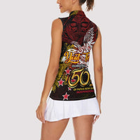 PNG 1975 - 2025 Women Sleeveless Polo Shirt Papua New Guinea 50th Independence Anniversary