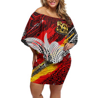 Papua New Guinea 50th Independence Day Off Shoulder Short Dress Celebrate Our History, Inspire Our Future