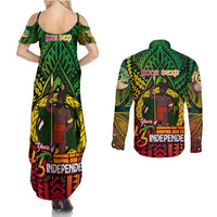 Vanuatu 45th Independence Anniversary Couples Matching Summer Maxi Dress and Long Sleeve Button Shirt Embracing Our Traditions Shaping Our Future