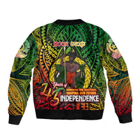 Vanuatu 45th Independence Anniversary Sleeve Zip Bomber Jacket Embracing Our Traditions Shaping Our Future