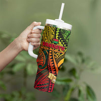 Vanuatu 45th Independence Anniversary Tumbler With Handle Embracing Our Traditions Shaping Our Future