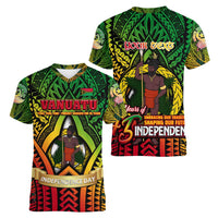 Vanuatu 45th Independence Anniversary Women V-Neck T-Shirt Embracing Our Traditions Shaping Our Future