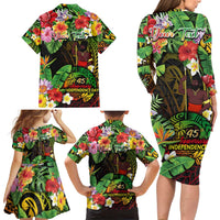 45th Anniversary of Freedom Vanuatu Family Matching Long Sleeve Bodycon Dress and Hawaiian Shirt Island Pride Cultural Power Pacific Unity
