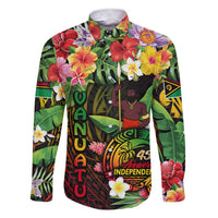 45th Anniversary of Freedom Vanuatu Family Matching Short Sleeve Bodycon Dress and Hawaiian Shirt Island Pride Cultural Power Pacific Unity