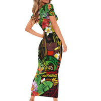 45th Anniversary of Freedom Vanuatu Family Matching Short Sleeve Bodycon Dress and Hawaiian Shirt Island Pride Cultural Power Pacific Unity