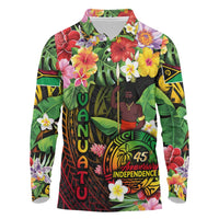 45th Anniversary of Freedom Vanuatu Long Sleeve Polo Shirt Island Pride Cultural Power Pacific Unity