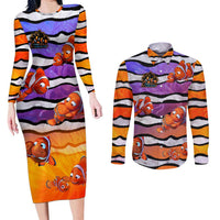 The Ocean Best Dad Couples Matching Long Sleeve Bodycon Dress and Long Sleeve Button Shirt Like Marlin Happy Fathers Day To a True Hero - Polynesian Pride