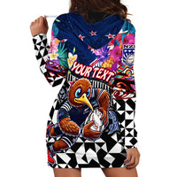Personalized Kiwi New Zealand Rugby Hoodie Dress Kiwis Mascot Tropical Pattern