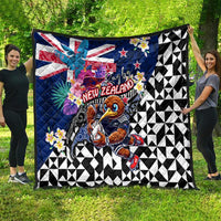 Kiwi New Zealand Rugby Quilt Kiwis Mascot Tropical Pattern