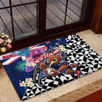 Kiwi New Zealand Rugby Rubber Doormat Kiwis Mascot Tropical Pattern