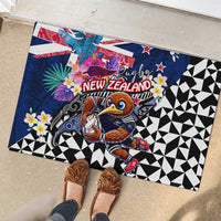 Kiwi New Zealand Rugby Rubber Doormat Kiwis Mascot Tropical Pattern
