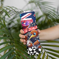 Kiwi New Zealand Rugby Skinny Tumbler Kiwis Mascot Tropical Pattern