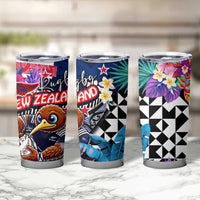 Kiwi New Zealand Rugby Tumbler Cup Kiwis Mascot Tropical Pattern