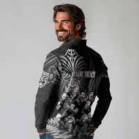 Personalized All Black Brothers Rugby Long Sleeve Polo Shirt New Zealand Maori Haka