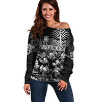 Personalized All Black Brothers Rugby Off Shoulder Sweater New Zealand Maori Haka