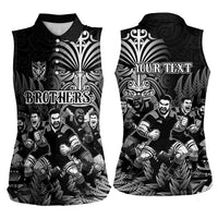Personalized All Black Brothers Rugby Women Sleeveless Polo Shirt New Zealand Maori Haka