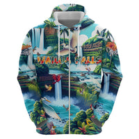 Wailua Falls Hawaii Zip Hoodie Kauai Natural Beauty