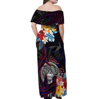 Personalized Amelika Samoa Sharks Polynesia Off Shoulder Maxi Dress American Samoa