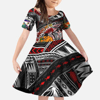 Personalized American Samoa Warrior Family Matching Mermaid Dress and Hawaiian Shirt Shark Turtle Polynesian Tattoo