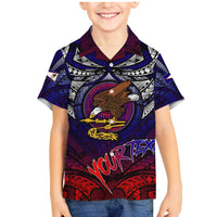 Personalized American Samoa Flag Family Matching Mermaid Dress and Hawaiian Shirt Eagles Polynesian Art DT02 Son's Shirt Blue - Polynesian Pride