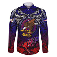 Personalized American Samoa Flag Family Matching Off The Shoulder Long Sleeve Dress and Hawaiian Shirt Eagles Polynesian Art