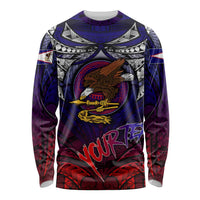 Personalized American Samoa Flag Long Sleeve Shirt Eagles Polynesian Art