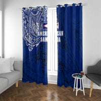 Sharks And American Samoa Window Curtain Simple Polynesian Blue