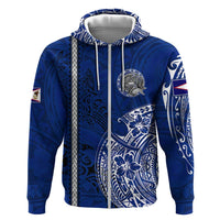 Sharks And American Samoa Zip Hoodie Simple Polynesian Blue DT02 Zip Hoodie Blue - Polynesian Pride
