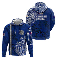 Sharks And American Samoa Zip Hoodie Simple Polynesian Blue DT02 - Polynesian Pride