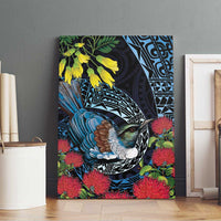New Zealand Tui Bird Canvas Wall Art Maori Koru Mix Pohutukawa