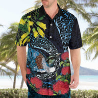 New Zealand Tui Bird Hawaiian Shirt Maori Koru Mix Pohutukawa