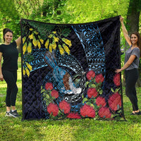 New Zealand Tui Bird Quilt Maori Koru Mix Pohutukawa