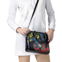 New Zealand Tui Bird Shoulder Handbag Maori Koru Mix Pohutukawa