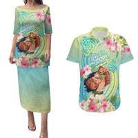 Personalised Hawaii Father's Day Couples Matching Puletasi and Hawaiian Shirt Happy Father And Child