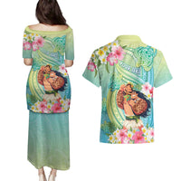 Personalised Hawaii Father's Day Couples Matching Puletasi and Hawaiian Shirt Happy Father And Child