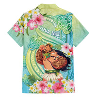 Personalised Hawaii Father's Day Family Matching Long Sleeve Bodycon Dress and Hawaiian Shirt Happy Father And Child