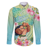 Personalised Hawaii Father's Day Family Matching Off The Shoulder Long Sleeve Dress and Hawaiian Shirt Happy Father And Child