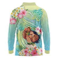 Personalised Hawaii Father's Day Long Sleeve Polo Shirt Happy Father And Child