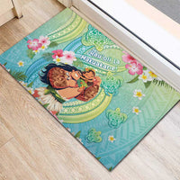 Hawaii Father's Day Rubber Doormat Happy Father And Child